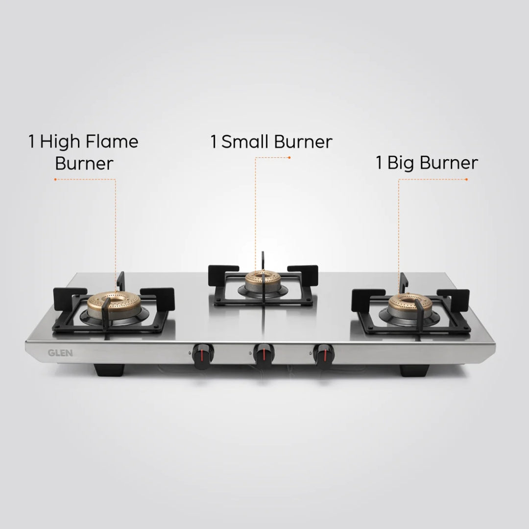 Glen 73 cm 3 Burner Cooktop Ultra Tuff Series ULTRA TUFF 1053 UT SS 73