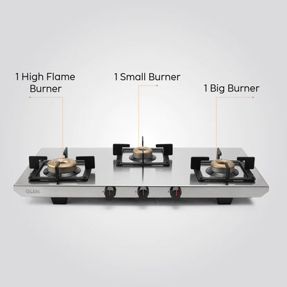 Glen 73 cm 3 Burner Cooktop Ultra Tuff Series ULTRA TUFF 1053 UT SS 73