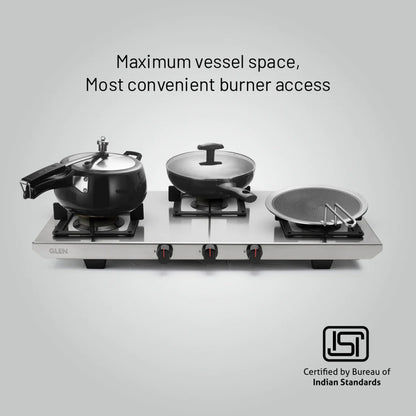 Glen 73 cm 3 Burner Cooktop Ultra Tuff Series ULTRA TUFF 1053 UT SS 73