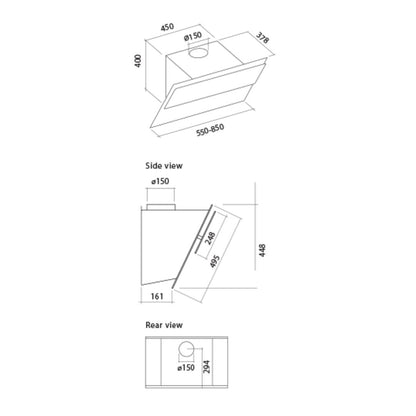 Falmec 55 cm Wall Mounted Chimney Verso Fresh Series Verso 55