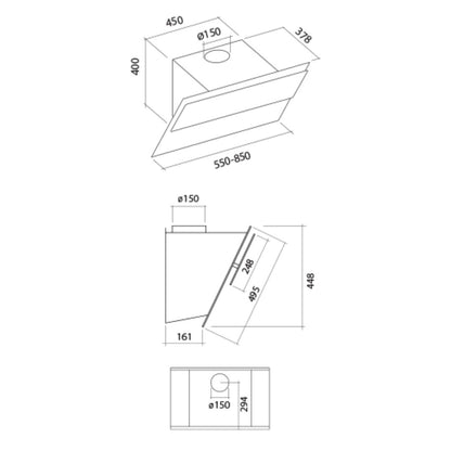Falmec 85 cm Wall Mounted Chimney Verso Fresh Series Verso 85