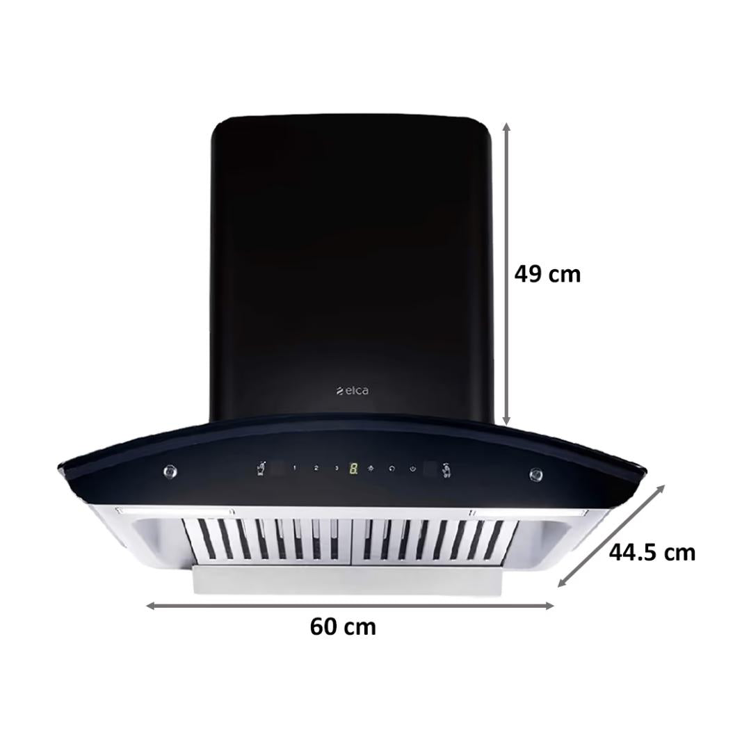 Elica 60 cm Wall Mounted Chimney Auto Clean Series WD TBF HAC 60 MS NERO LTW