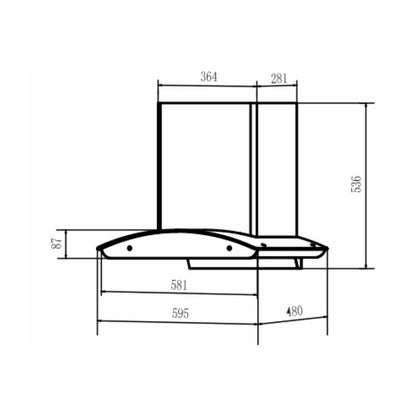 Elica 60 cm Wall Mounted Chimney Filterless Series WD TFL HAC 60 MS NERO LTW WITH INSTALLATION KIT