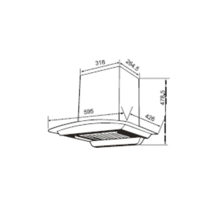 Elica 60 cm Wall Mounted Chimney Filterless Series WDFL 606 HAC MS NERO
