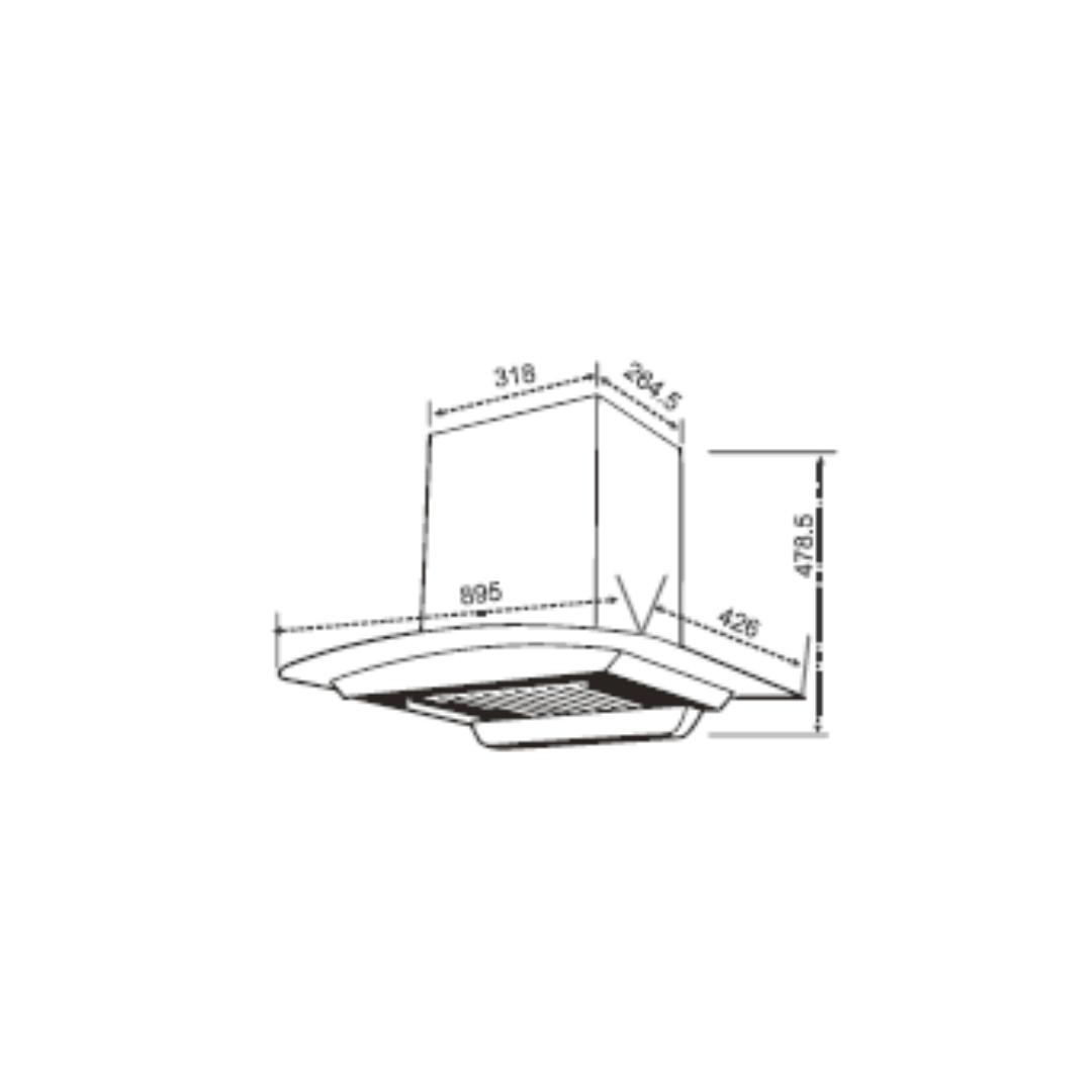 Elica 90 cm Wall Mounted Chimney Filterless Series WDFL 906 HAC MS NERO