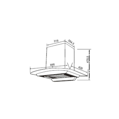 Elica 90 cm Wall Mounted Chimney Filterless Series WDFL 906 HAC MS NERO