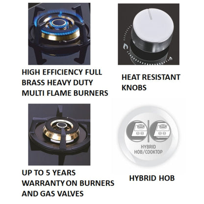 Whirlpool 75 cm 3 Burner Hob Elite Pro Series ELITE PRO BRASS HYBRID 753 MT
