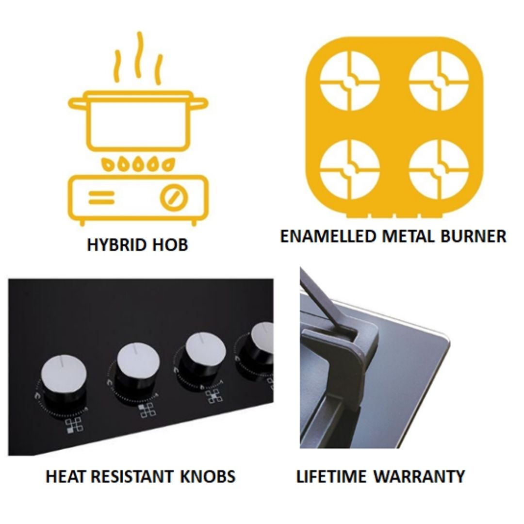 Whirlpool 70 cm 3 Burner Hob Intellicook Brass Series ELITE HYBRID 703 MT
