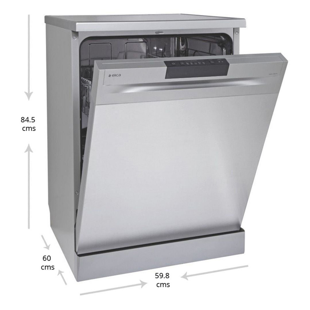 Elica Free Standing Dishwasher WQP 12 7605V SS with 12 Place Settings