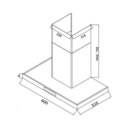 Whirlpool 60 cm Wall Mounted Chimney Zen Series ZEN TQT 6W TA BLDC BK HOOD