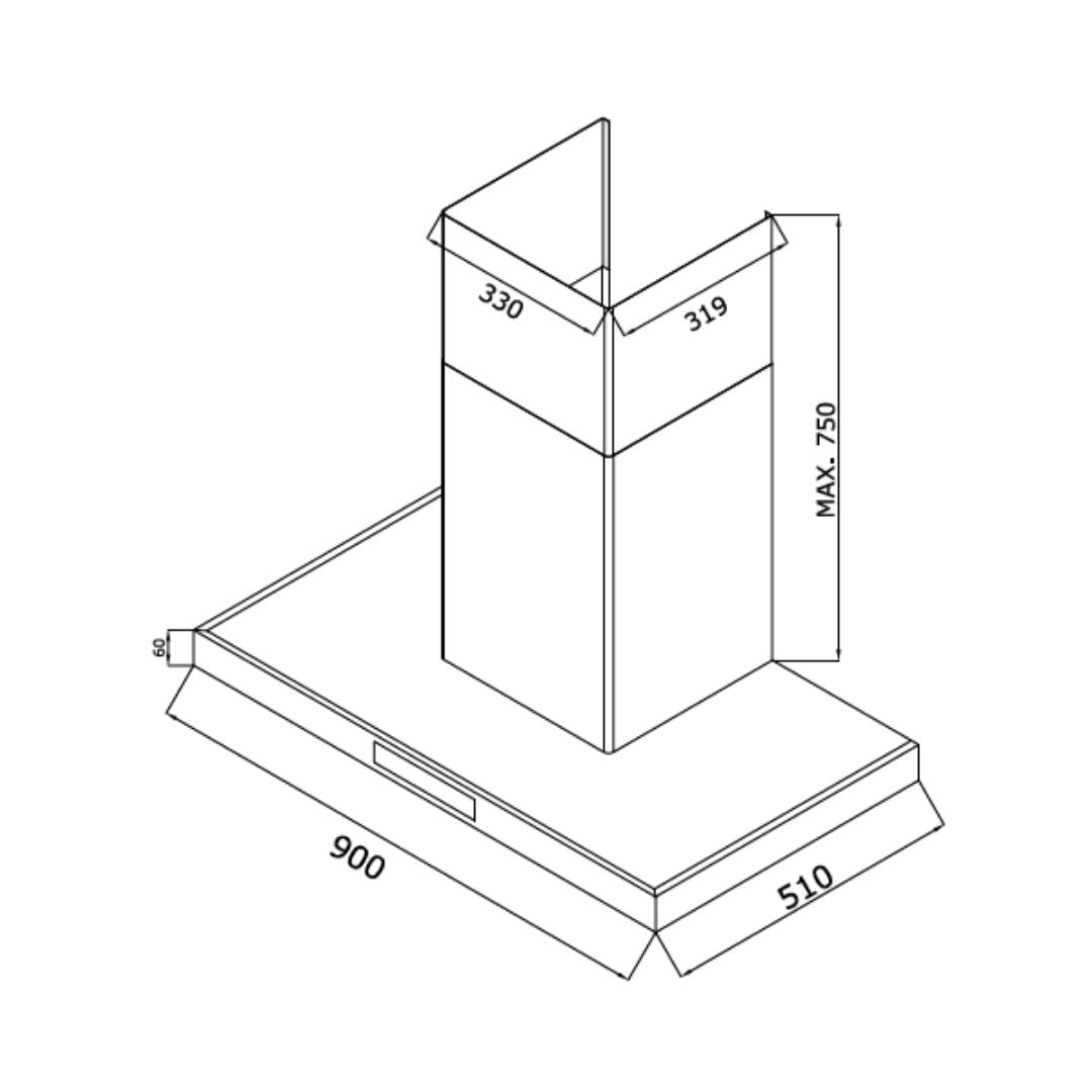 Whirlpool 90 cm Island Chimney Zen Series ZEN TQT 9I TA BLDC BK HOOD