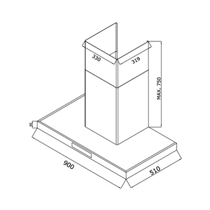 Whirlpool 90 cm Wall Mounted Chimney Zen Series ZEN TQT 9W TA BLDC BK HOOD