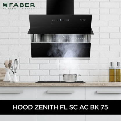 Faber 75 cm Wall Mounted Chimney Filterless Series ZENITH FL SC AC BK 75