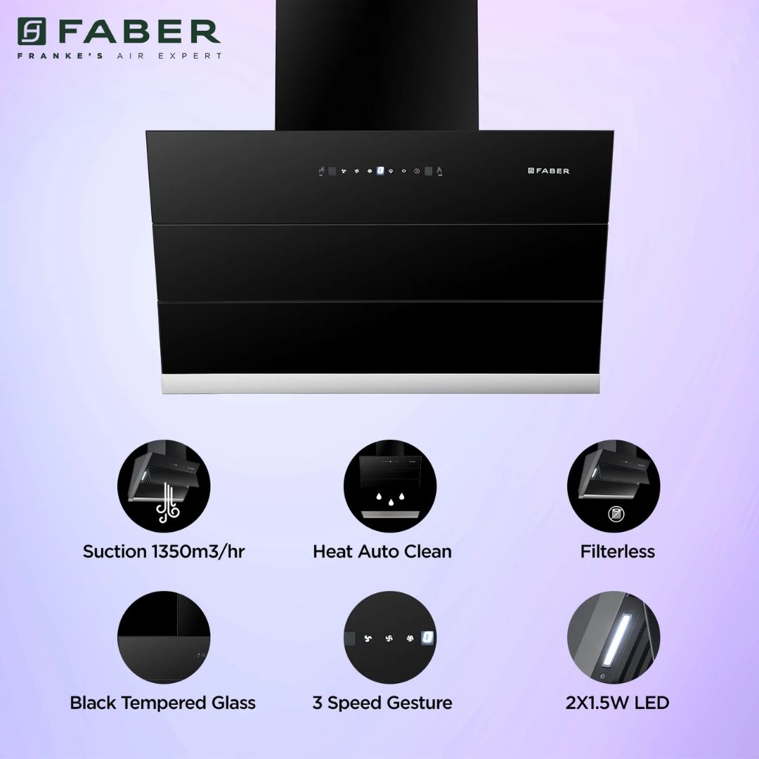 Faber 75 cm Wall Mounted Chimney Filterless Series ZENITH FL SC AC BK 75