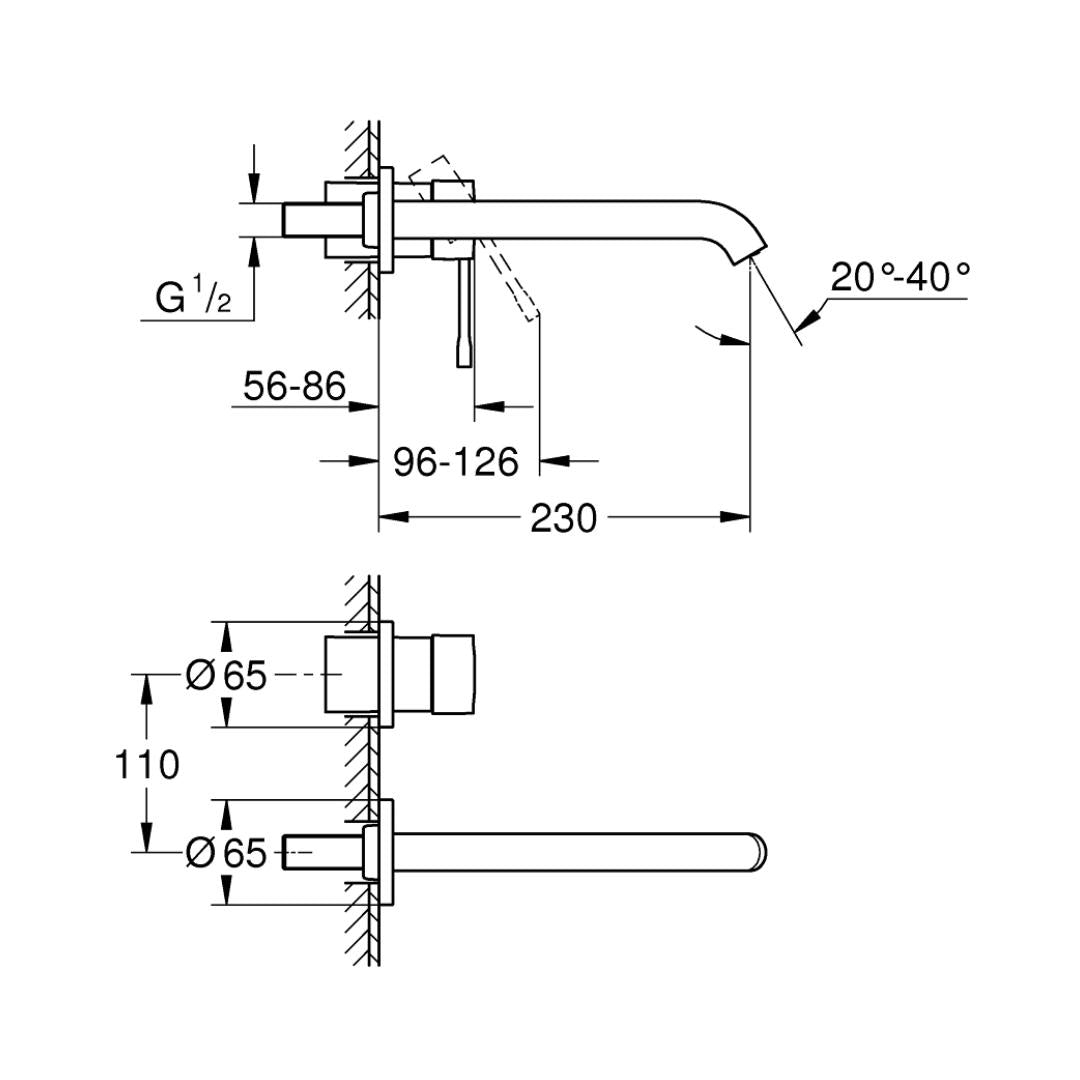 Grohe Wall Mounted Basin Mixer Essence 19967GL1 - Cool Sunrise