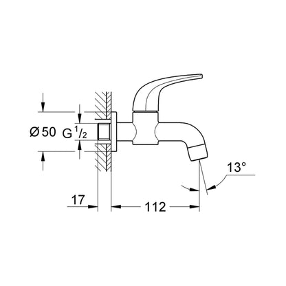 Grohe WC Area Bib Tap Baucurve 20236000 - Chrome