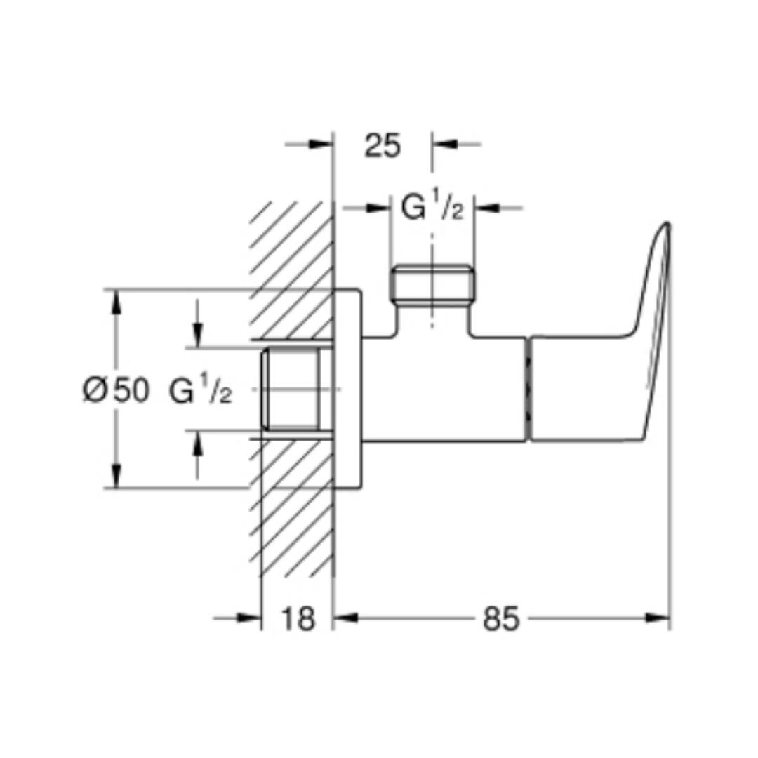 Grohe Basin Area Angle Valve Bau Edge 22009001 - Chrome