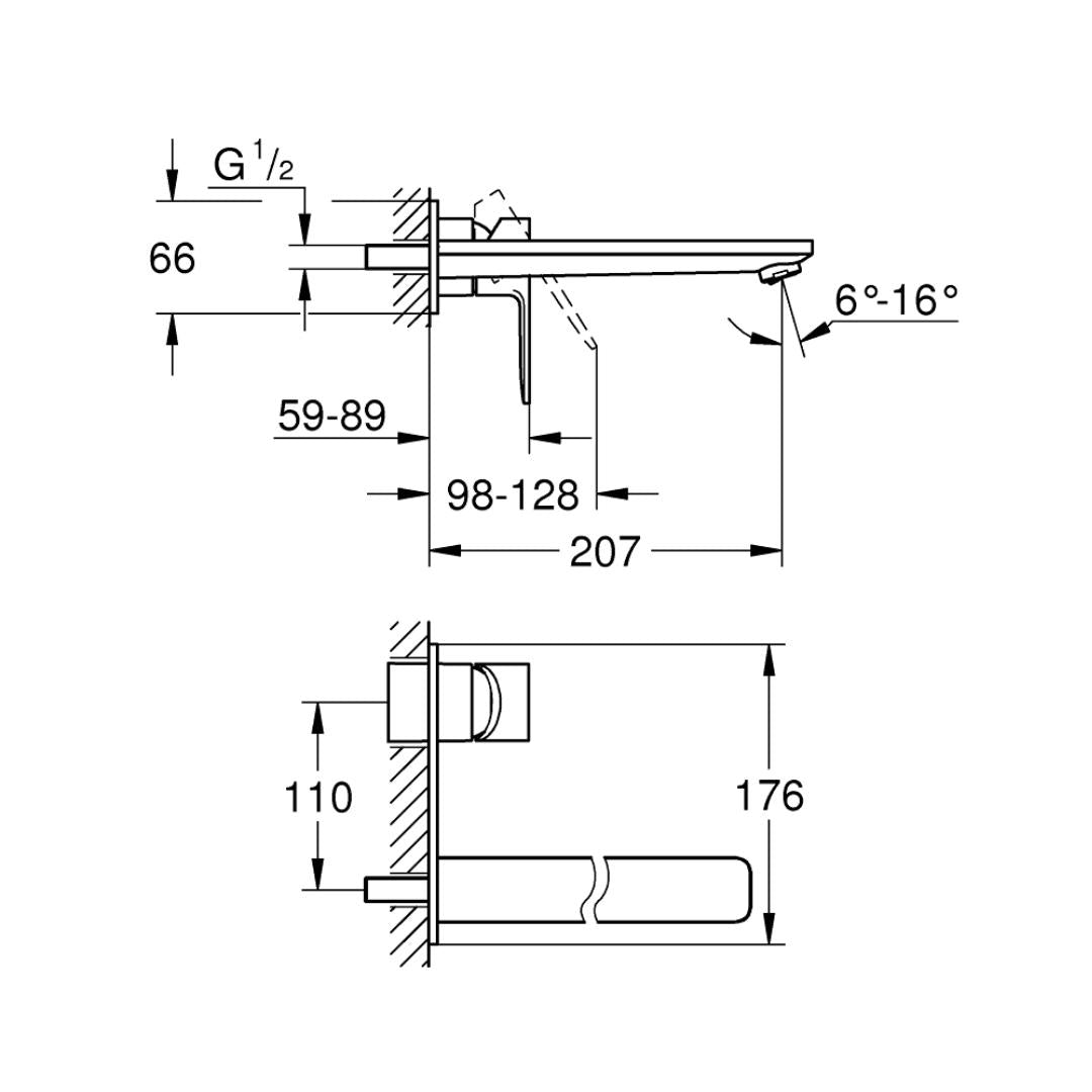 Grohe Wall Mounted Basin Mixer Lineare 23444001 - Chrome