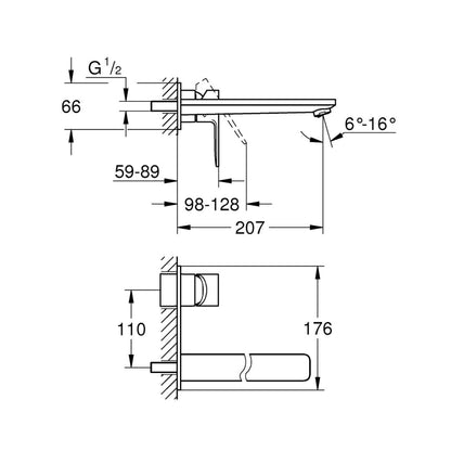 Grohe Wall Mounted Basin Mixer Lineare 23444001 - Chrome
