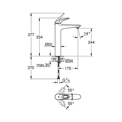 Grohe Table Mounted Tall Boy Basin Mixer Eurostyle Loop 23570003 - Chrome