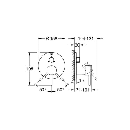 Grohe 3 Way Diverter Atrio 24096003 - Chrome Finish