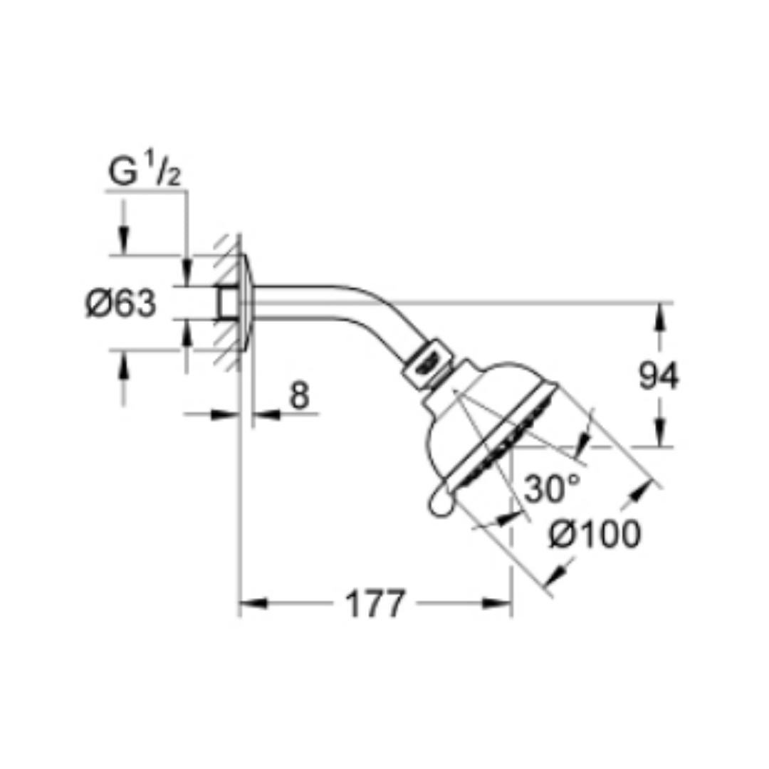 Grohe Multi Flow Overhead Shower Tempesta 26089001 - Chrome