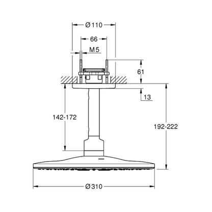 Grohe Multi Flow Overhead Shower Smartactive 26477000 - Chrome