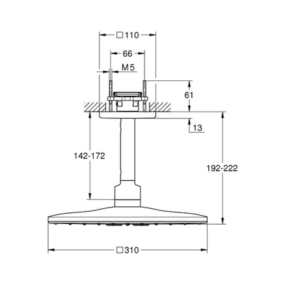 Grohe Multi Flow Overhead Shower Smartactive 26481000 - Chrome