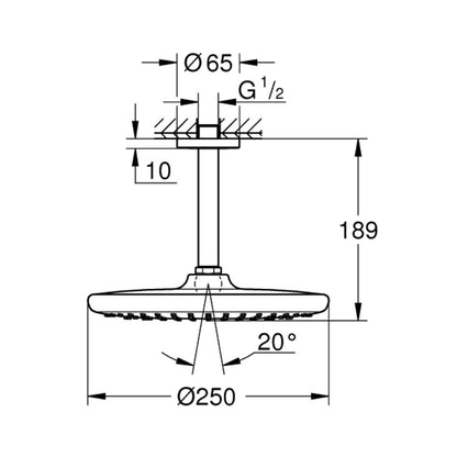 Grohe Single Flow Overhead Shower Tempesta 26664000 - Chrome