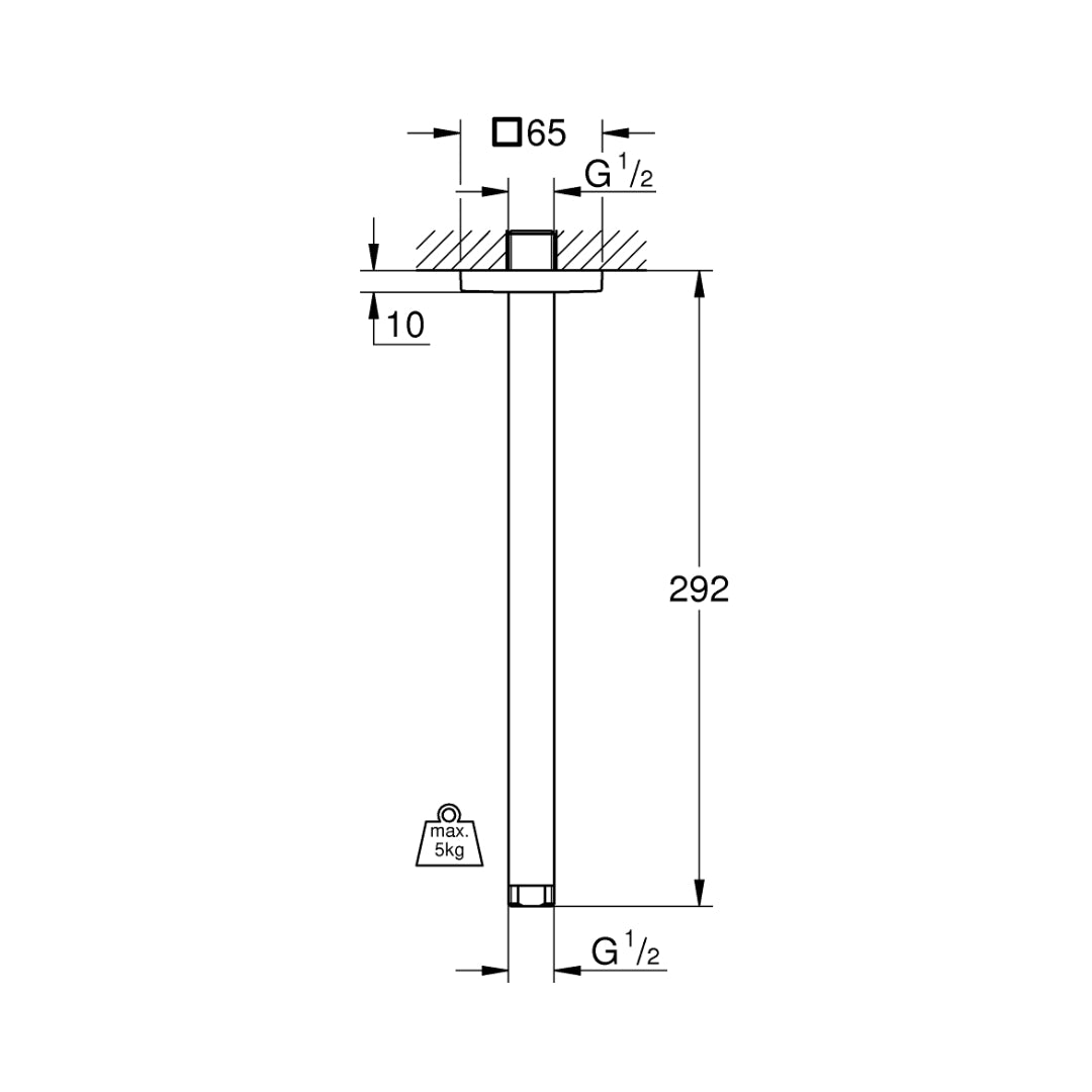 Grohe Ceiling Mounted Round 292 mm Shower Arm 27484000 - Chrome