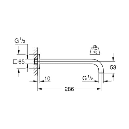 Grohe Wall Mounted Round 275 mm Shower Arm 27488000 - Chrome