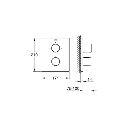 Grohe 3 Way Thermostatic Diverter Grohtherm F 27618000 - Chrome Finish