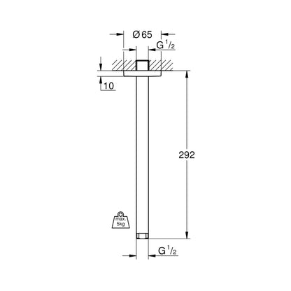 Grohe Ceiling Mounted Round 292 mm Shower Arm 28497000 - Chrome