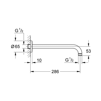 Grohe Wall Mounted Round 286 mm Shower Arm 28576000 - Chrome