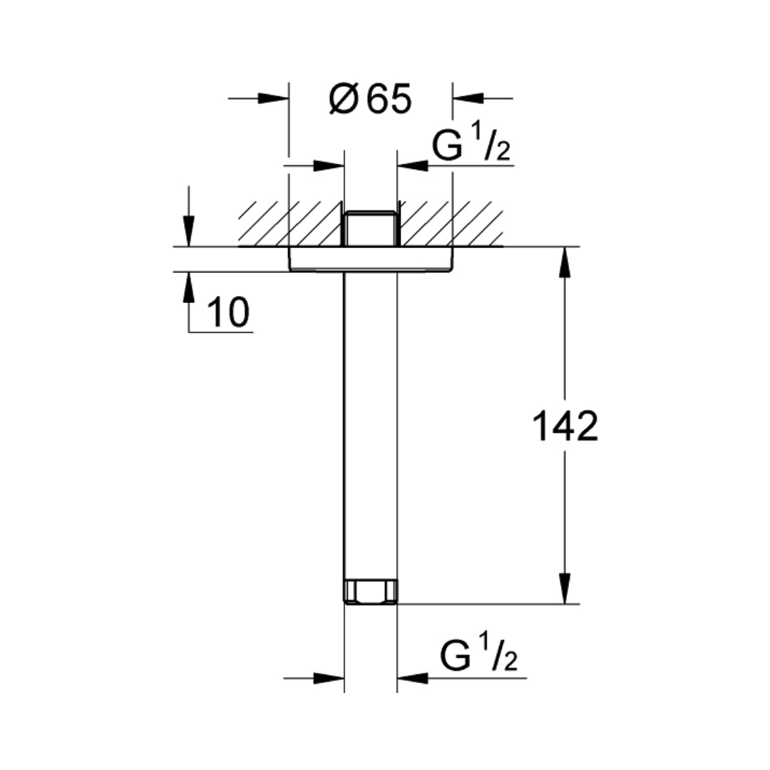 Grohe Ceiling Mounted Round 142 mm Shower Arm 28724000 - Chrome