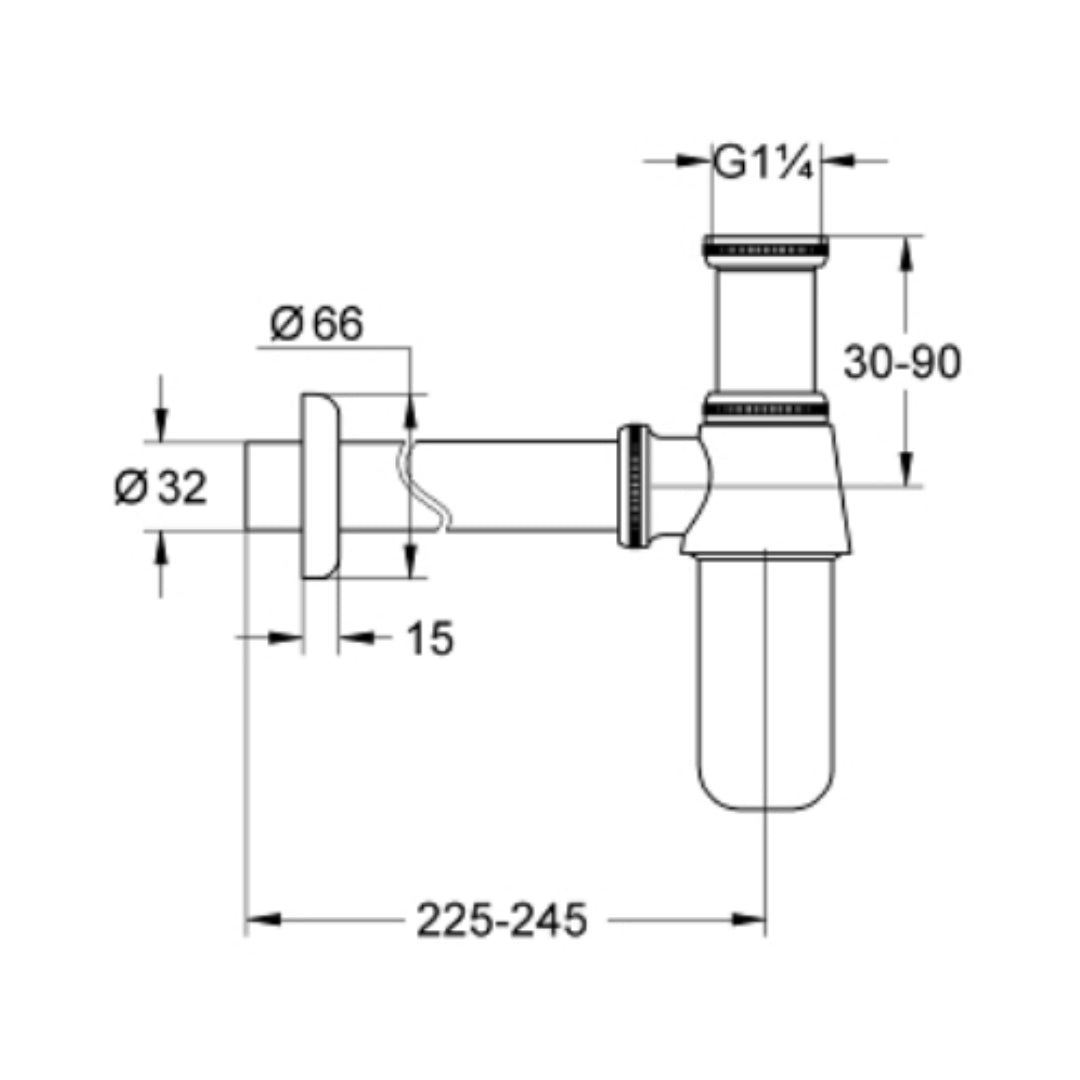 Grohe 9 Inch Bottle Trap Trap 28920000 - Chrome