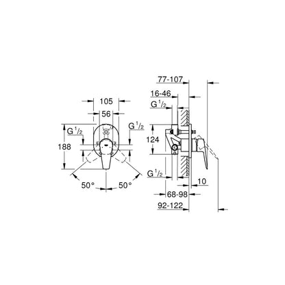 Grohe 2 Way Diverter Bauedge 29063001 - Chrome Finish