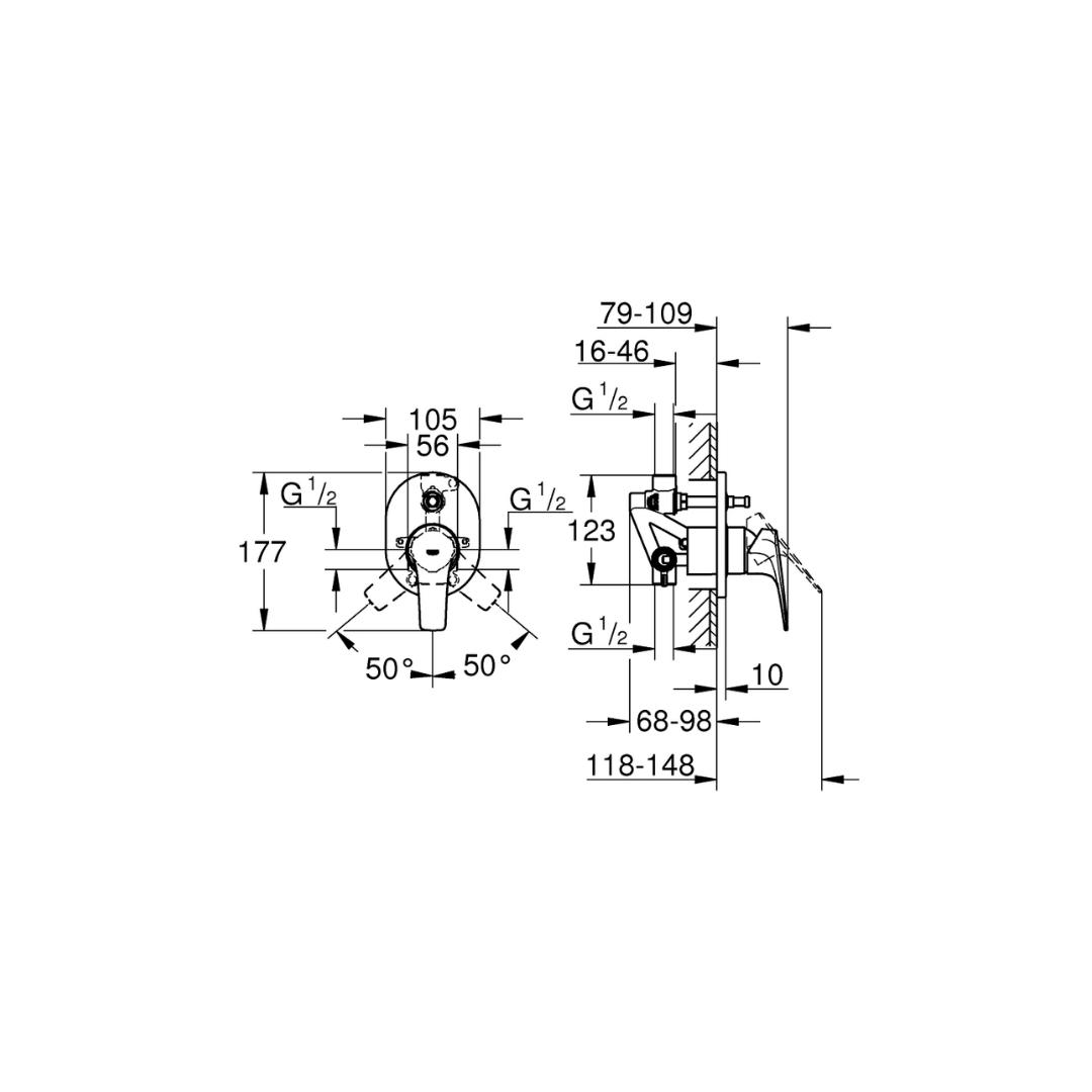 Grohe 2 Way Diverter Bauflow 29065000 - Chrome Finish