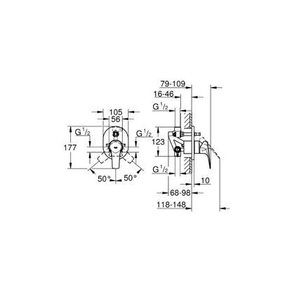 Grohe 2 Way Diverter Bauflow 29065000 - Chrome Finish