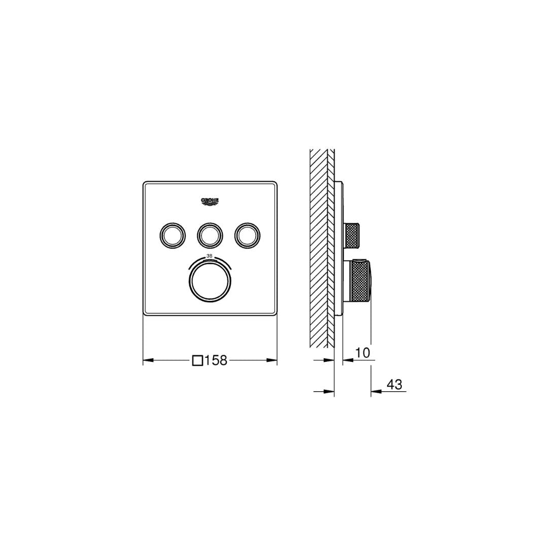 Grohe 3 Way Thermostatic Diverter Smartcontrol 29126000 - Chrome Finish ...