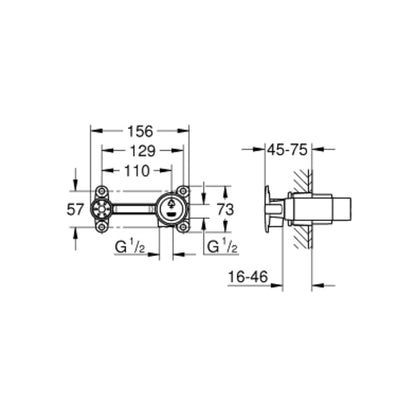Grohe Wall Mount Basin Mixer Valve 32635000 - Chrome