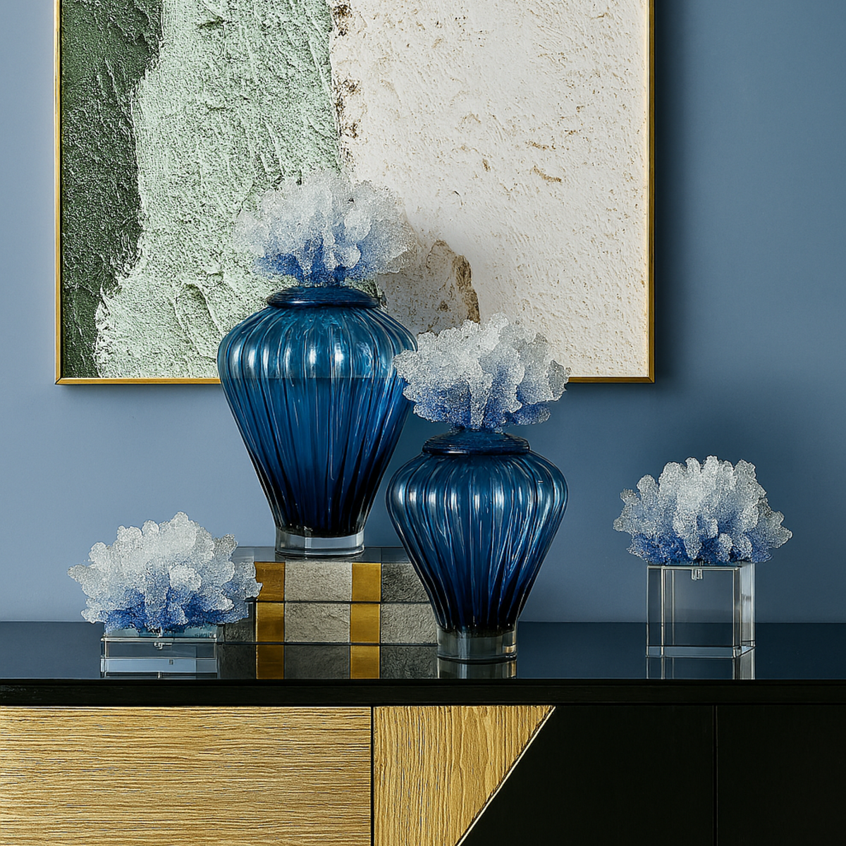 Azure Reef Coral Sculpture (Vertical)