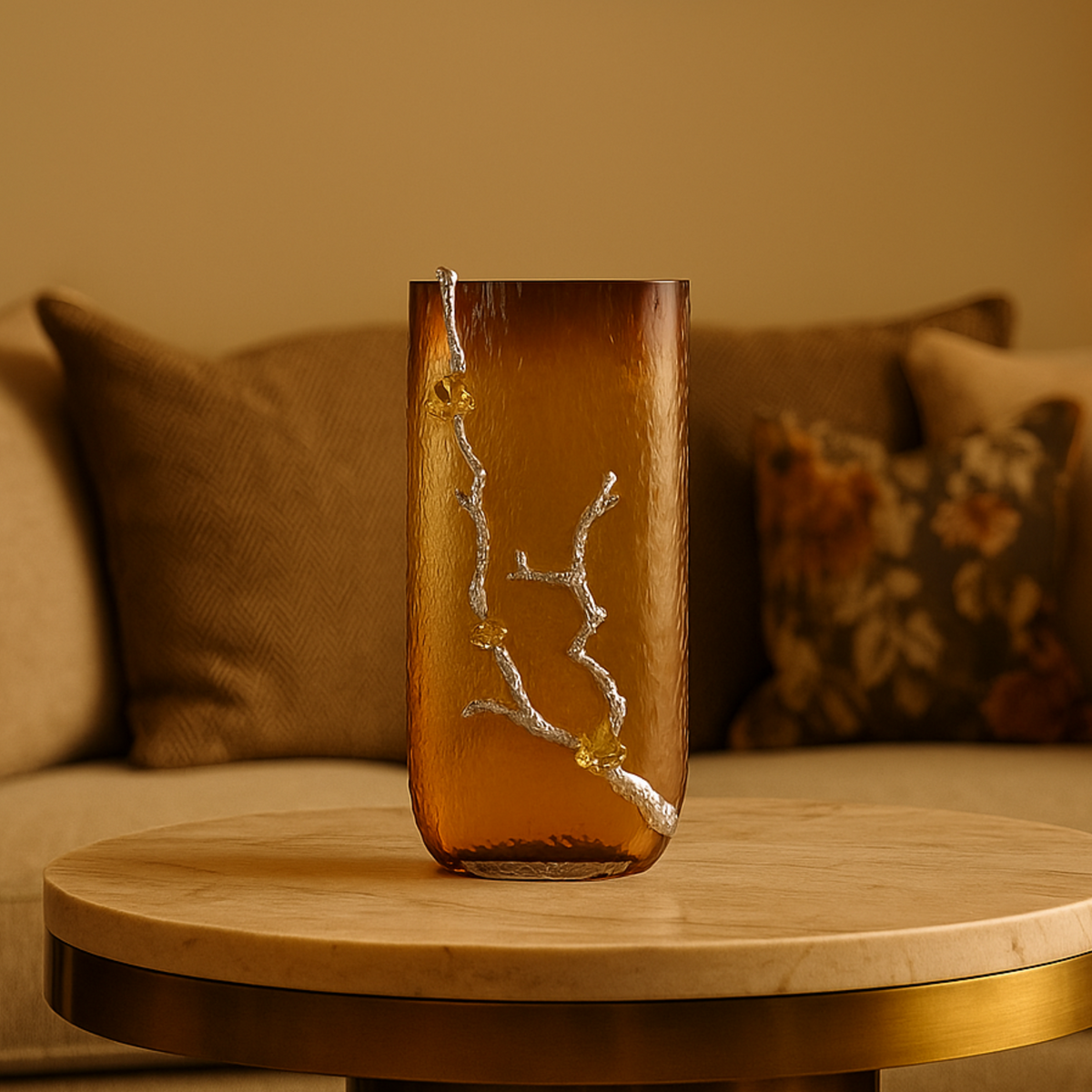 Golden Ember Vertical Glass Vase (Tall)