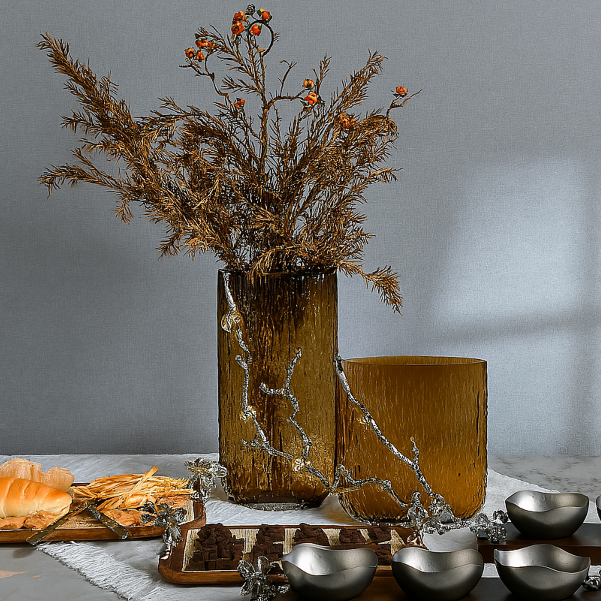 Golden Ember Vertical Glass Vase (Tall)
