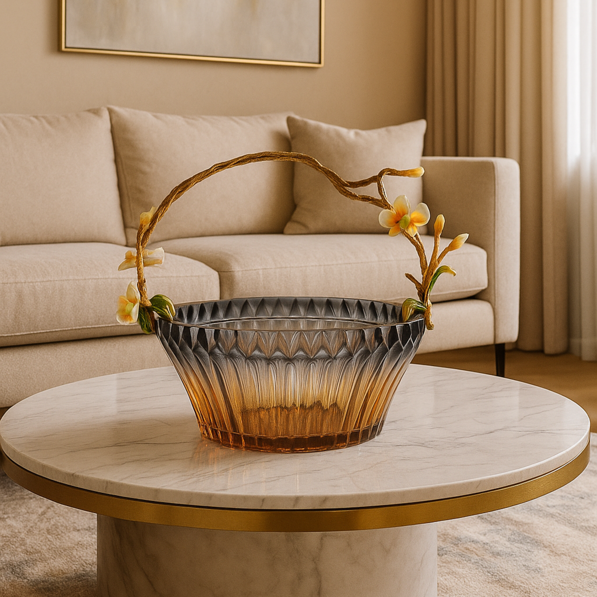Amber Grove Decorative Glass Basket