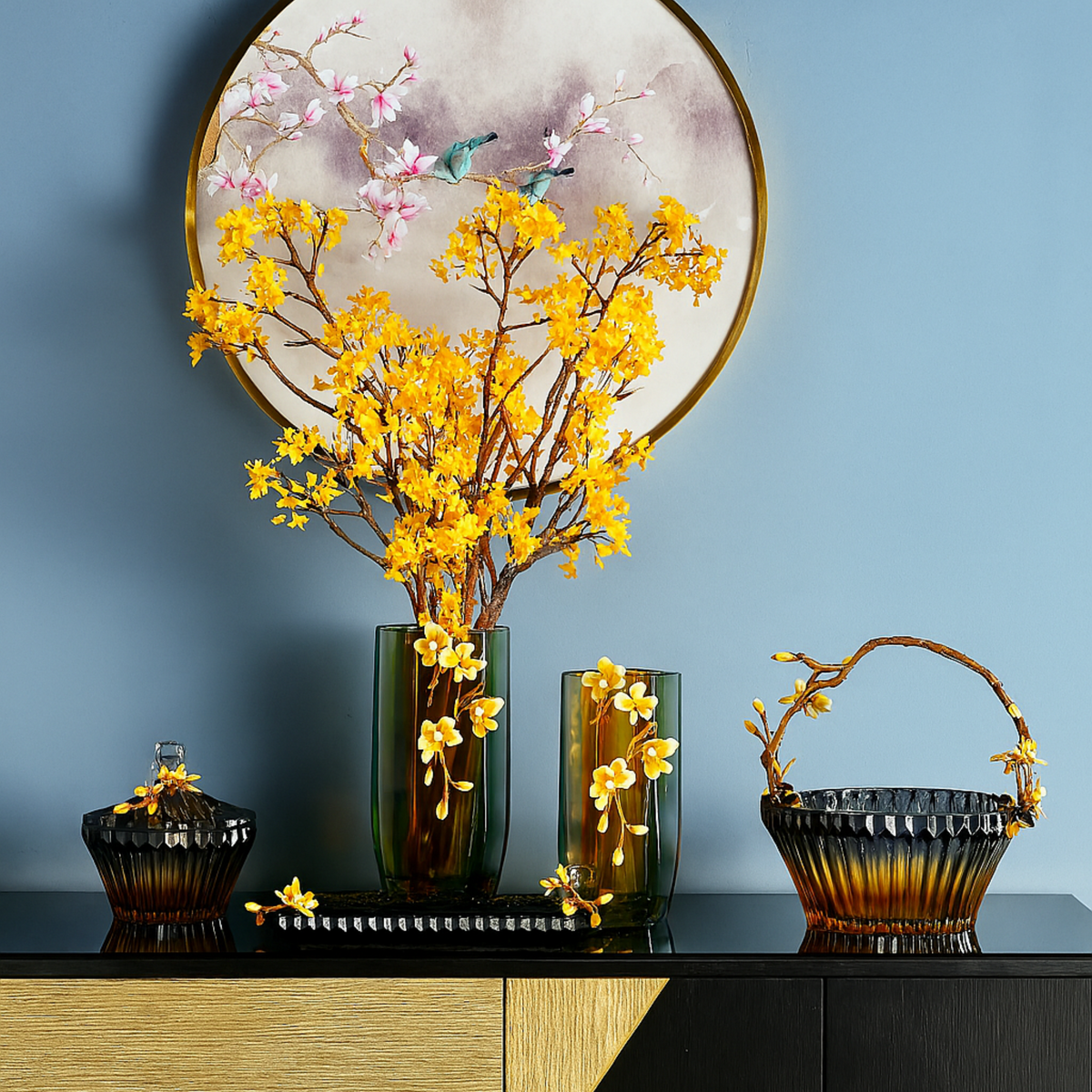 Amber Bloom Vertical Art Glass Vase (Small)