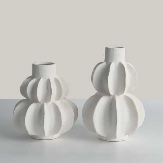 Ivory Bloom Ceramic Flower Vase (Set of 2)