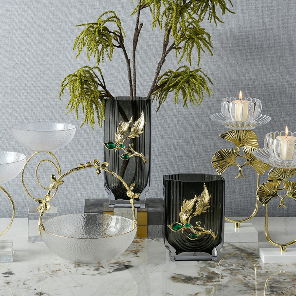 Emerald Ash Vertical Glass Vase (Large)