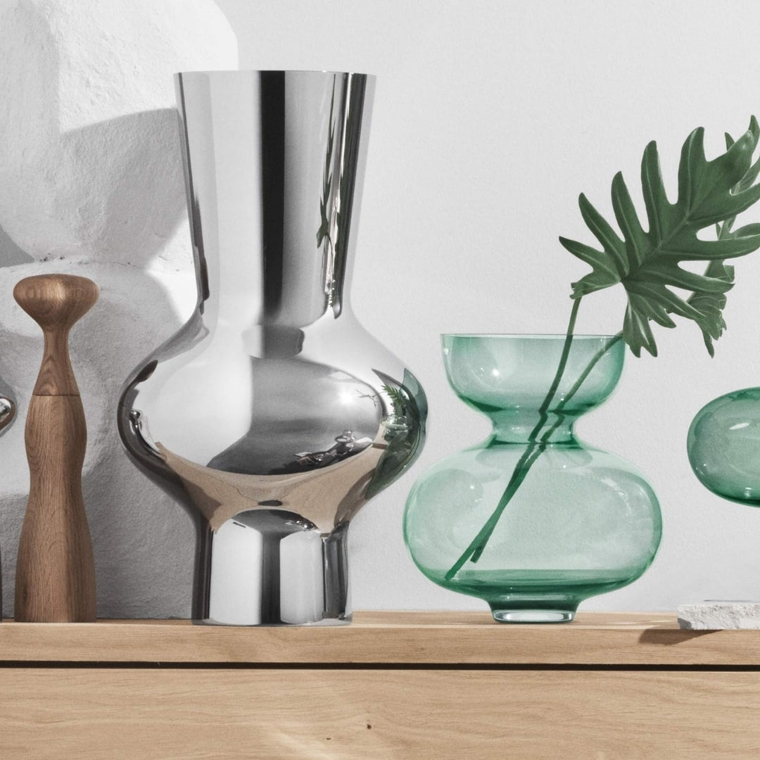 Emerald Whispers Glass Vase