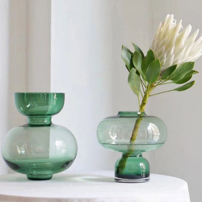 Emerald Whispers Glass Vase